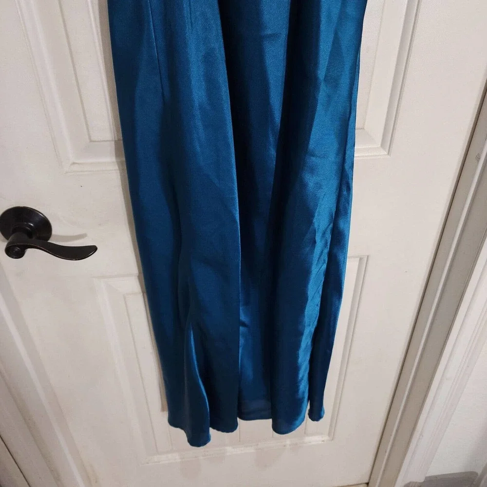 Victorias Secret Womens Slip Dress Teal Blue Satin Vtg 80s Gold Label Maxi Sz S